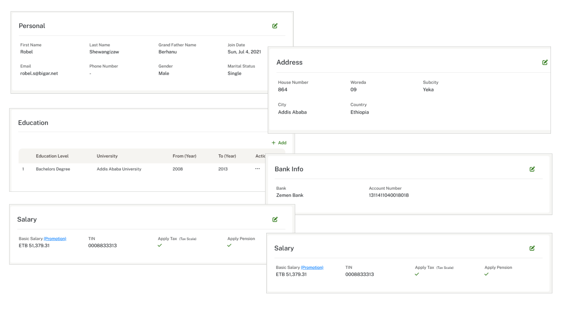 abol HR Every employee record, organized and audit-ready., Employee Data feature for Ethiopian businesses