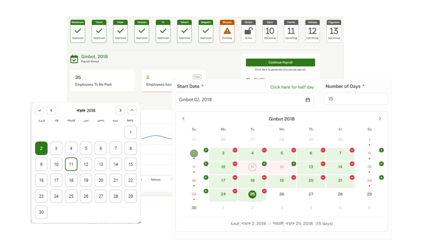 abol HR Run your business on the Ethiopian calendar, not just translated to it., Calendar Localization feature for Ethiopian businesses